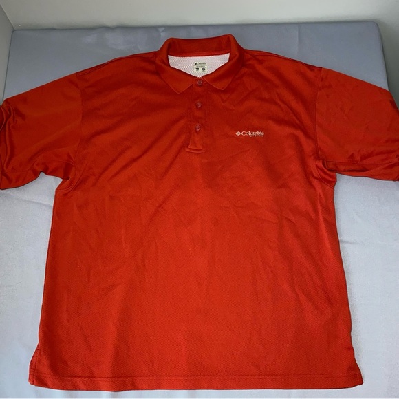 Columbia PFG Short Sleeve Shirt Men's L Vented Back Omni Shade Orange Solid - Picture 7 of 12